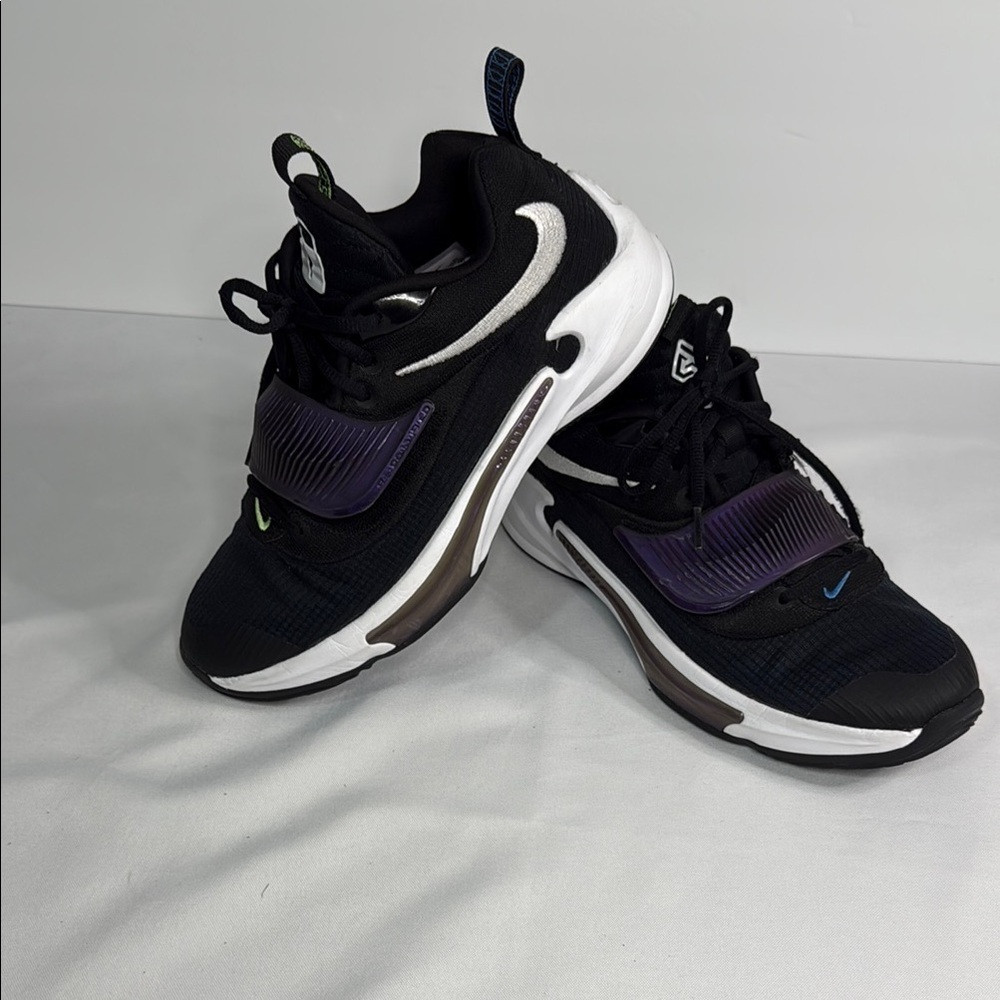 Nike Athletic Shoes Black with Purple and White Accents